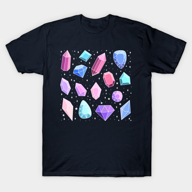 Cute magical crystal and gems pattern T-Shirt by Yarafantasyart